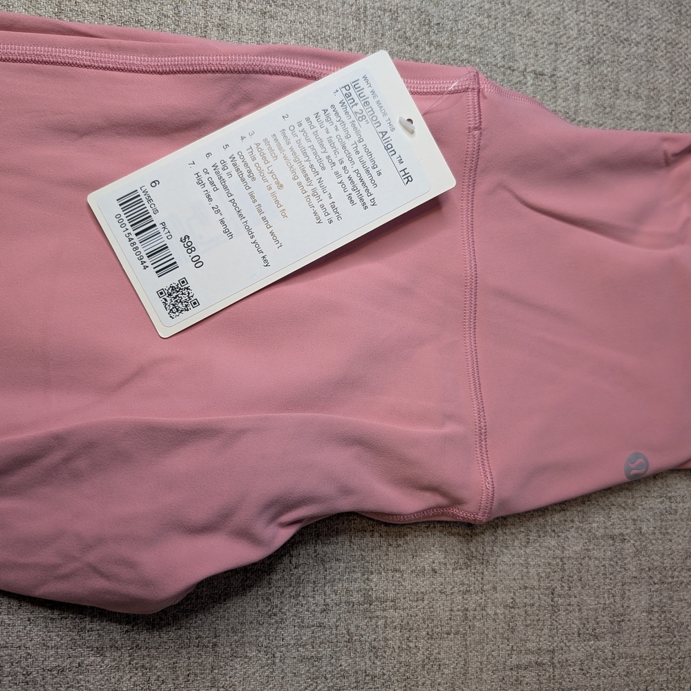 Lululemon Pink Athletic Leggings Align Hi Rise 26"